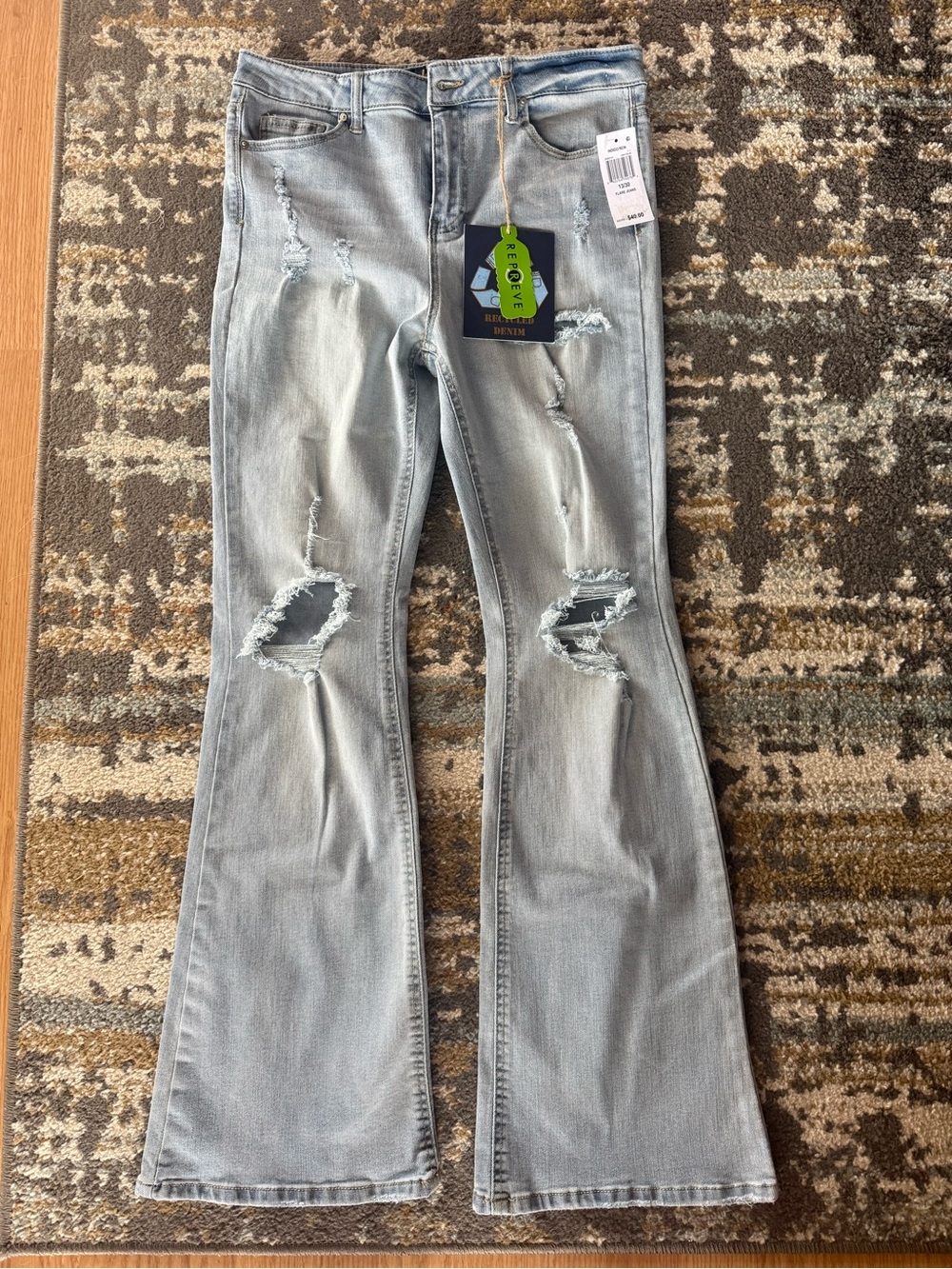 Indigo Rein Light Blue Distressed Flared Jeans